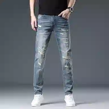 Bingsheng Slim Fit Distressed Jeans 2025 Autumn