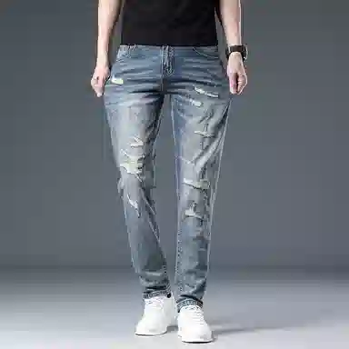 Bingsheng Slim Fit Distressed Jeans 2025 Autumn