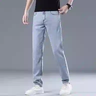 炳盛 薄款修身直筒高端弹力休闲百搭长裤牛仔裤 男女同款