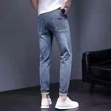 炳盛 夏季薄款男修身潮流弹力小脚休闲百搭长裤牛仔裤 男女同款