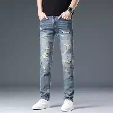 Bingsheng Slim Fit Distressed Jeans 2025 Autumn