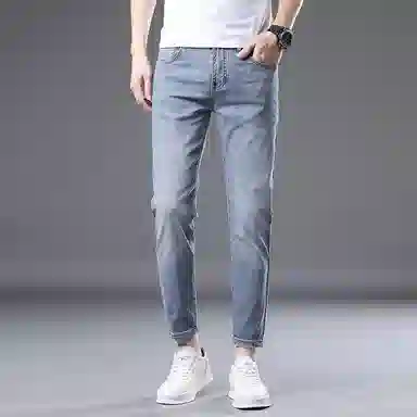 炳盛 高端潮流夏季弹力小脚牛仔裤 男女同款