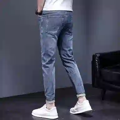炳盛 夏季薄款男修身潮流弹力小脚休闲百搭长裤牛仔裤 男女同款