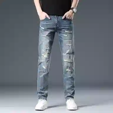 Bingsheng Slim Fit Distressed Jeans 2025 Autumn