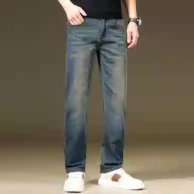 炳盛 复古潮流宽松直筒牛仔裤 男女同款