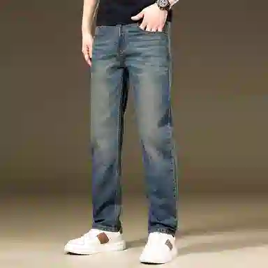 炳盛 复古潮流宽松直筒牛仔裤 男女同款