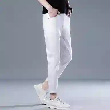 炳盛 薄款九分修身小脚潮牌弹力百搭牛仔裤 男女同款