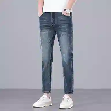 炳盛 高端九分韩版修身小脚裤子夏季薄款休闲牛仔裤 男女同款
