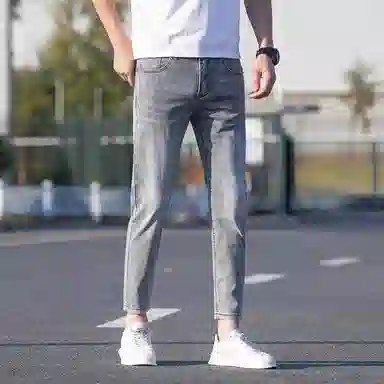 炳盛 夏季薄款修身小脚裤韩版弹力休闲九分牛仔裤 男女同款