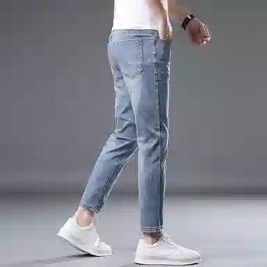 炳盛 高端潮流夏季弹力小脚牛仔裤 男女同款