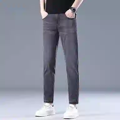 炳盛 薄款九分修身小脚韩版百搭弹力牛仔裤 男女同款