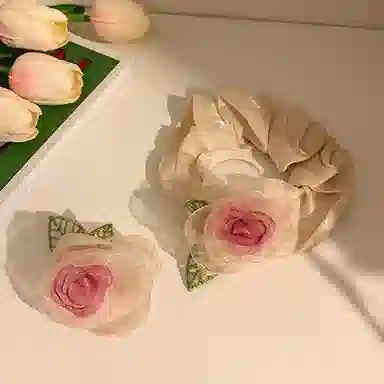 希铃 干枯玫瑰超仙氛围感森系仙美 网纱 发圈 女款