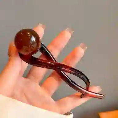 希铃 简约大气扭扭夹大珠珠高级 亚克力 发夹 女款