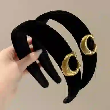 希铃 高级感黑色宽边气质 丝绒 发箍 女款