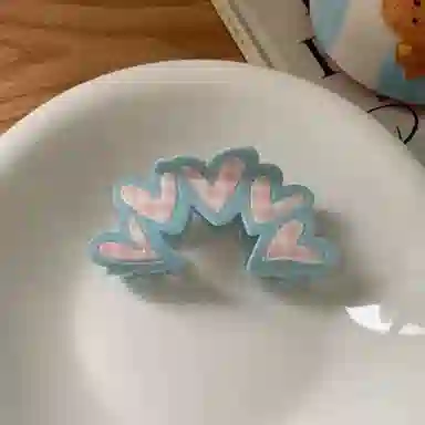 希铃 奶油系列碎花格纹蝴蝶结#好运 亚克力 发夹 女款