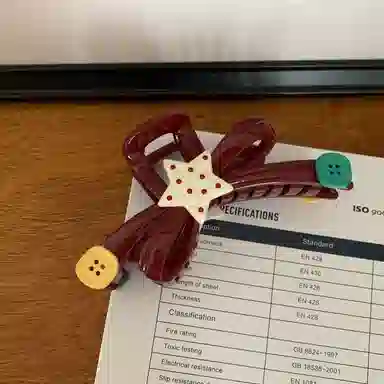 希铃 趣味撞色波点星星纽扣大号蝴蝶结抓夹#好运 亚克力 发夹 女款