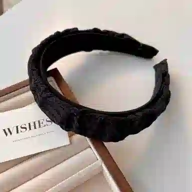 希铃 高级感复古百搭气质条纹褶皱 布艺 发箍 女款