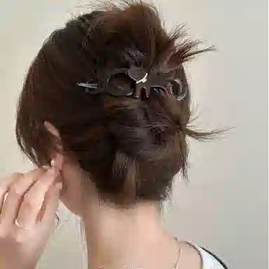 希铃 趣味猫咪豹纹可爱后脑勺 树脂 发夹 女款