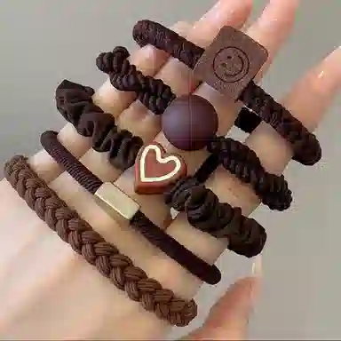 希铃 黑白棕高弹力耐用高端 皮筋 发圈 女款