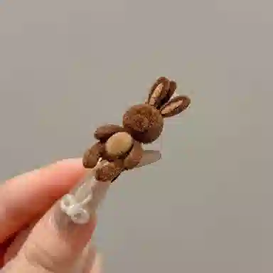 希铃 可爱招手小熊小兔精致小巧高级 毛绒 发夹 女款