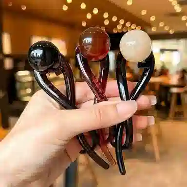 希铃 简约大气扭扭夹大珠珠高级 亚克力 发夹 女款