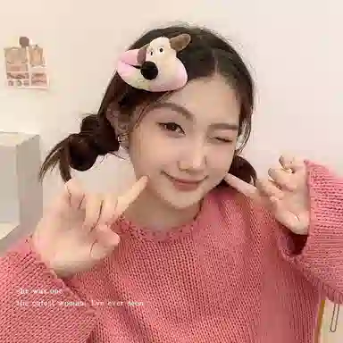希铃 可爱卡通小狗趣味软软 布艺 发夹 女款