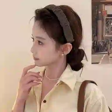 希铃 高级感复古百搭气质条纹褶皱 布艺 发箍 女款