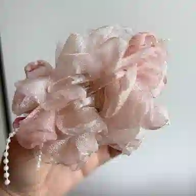 希铃 花朵温柔甜美田园风 粉色 优雅 丸子抓 高马尾抓欧根纱 亚克力 发夹 女款