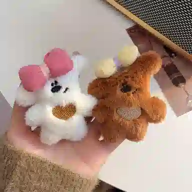 希铃 可爱毛绒蝴蝶结鸭嘴夹发饰小熊#好运 聚酯纤维 发夹 女款