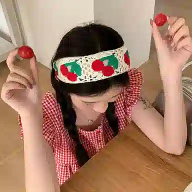 希铃 田园甜美宽边针织 涤纶 发箍 女款