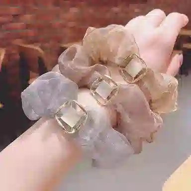 希铃 几何方糖韩系简约 网纱 发圈 女款