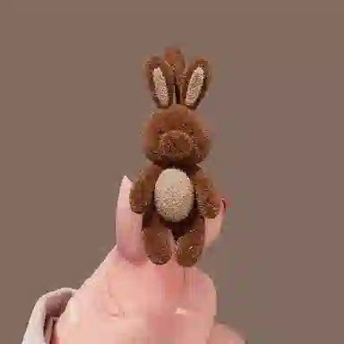 希铃 可爱招手小熊小兔精致小巧高级 毛绒 发夹 女款