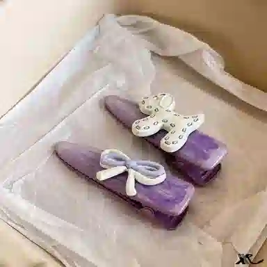 希铃 紫色系蝴蝶结 刘海 亚克力 发夹 女款