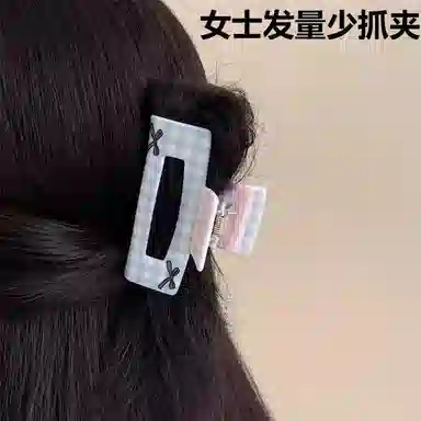 希铃 奶油系列碎花格纹蝴蝶结#好运 亚克力 发夹 女款