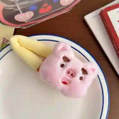 希铃 可爱毛绒小猪 聚酯纤维 发夹 女款