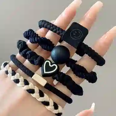 希铃 黑白棕高弹力耐用高端 皮筋 发圈 女款