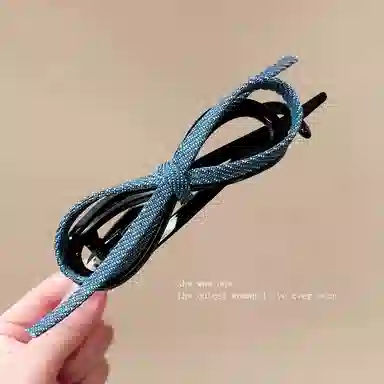 希铃 甜酷少女一字扭扭夹 牛仔布艺 发夹 女款