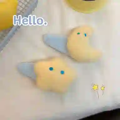 希铃 可爱毛绒甜美星星月亮 聚酯纤维 发夹 女款