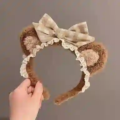 希铃 蝴蝶结猫耳朵可爱#好运 聚酯纤维 发箍 女款