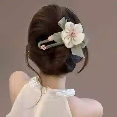 希铃 网纱玫瑰花朵森系超仙 绢纱 发夹 女款