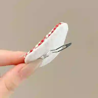 希铃 可爱甜美 百搭樱桃小熊格子 发夹 女款