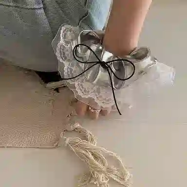 希铃 银色层次蝴蝶结风 蕾丝 发圈 女款