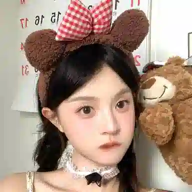 希铃 超可爱小熊 毛绒蝴蝶结 涤纶 发箍 女款