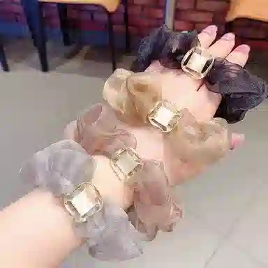 希铃 几何方糖韩系简约 网纱 发圈 女款