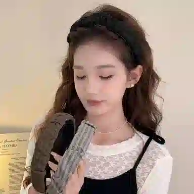 希铃 高级感复古百搭气质条纹褶皱 布艺 发箍 女款