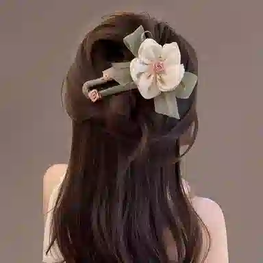 希铃 网纱玫瑰花朵森系超仙 绢纱 发夹 女款