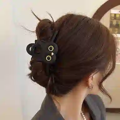 希铃 超可爱日系黑猫个性卡通 亚克力 发夹 女款