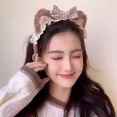 希铃 蝴蝶结猫耳朵可爱#好运 聚酯纤维 发箍 女款