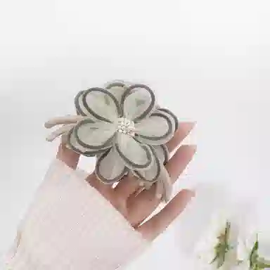 希铃 优雅山茶花 网纱 发夹 女款