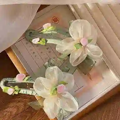 希铃 网纱玫瑰花朵森系超仙 绢纱 发夹 女款